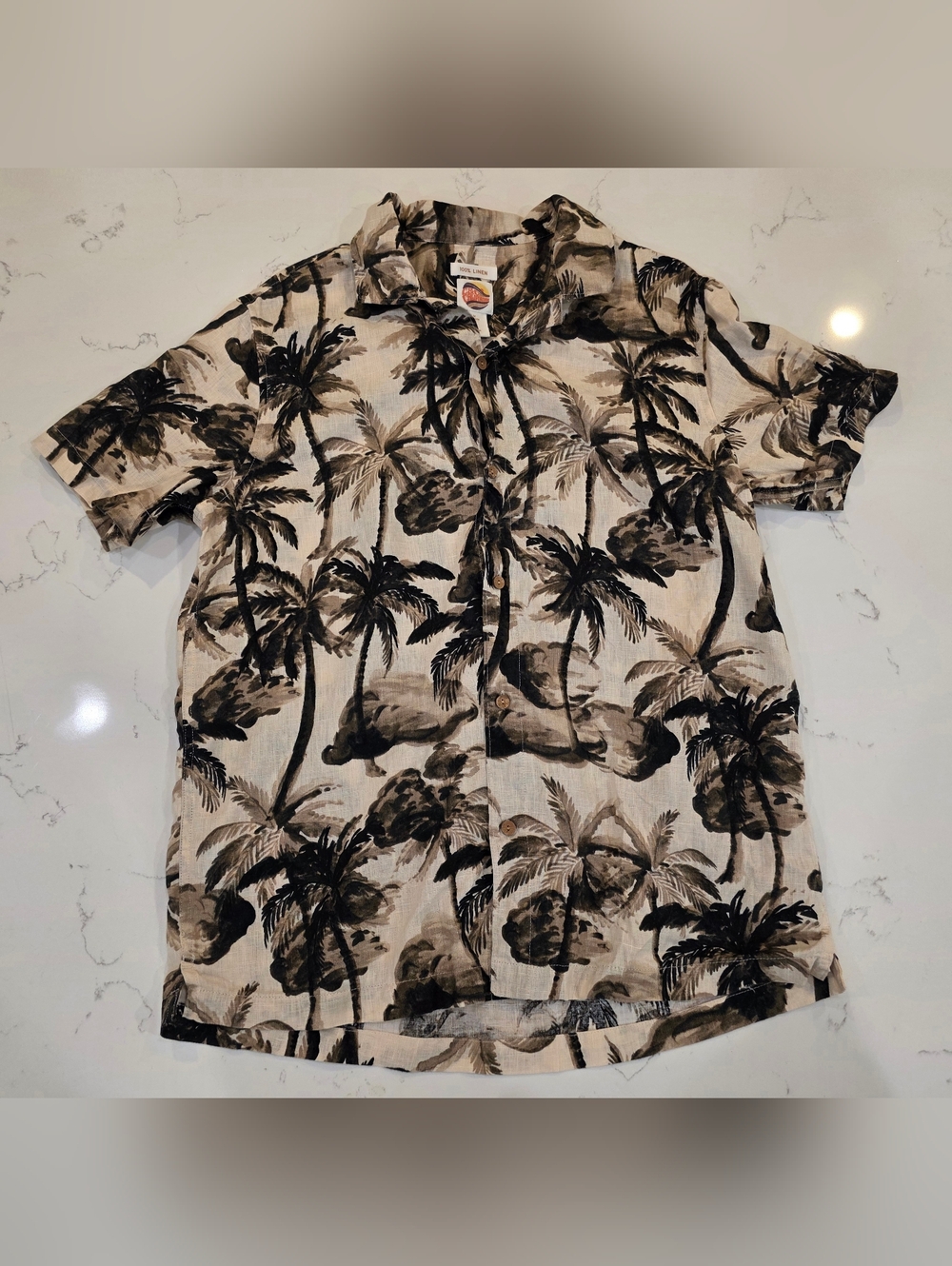 Men's 100% Linen Hawaiian Shirt Size M -Item 145